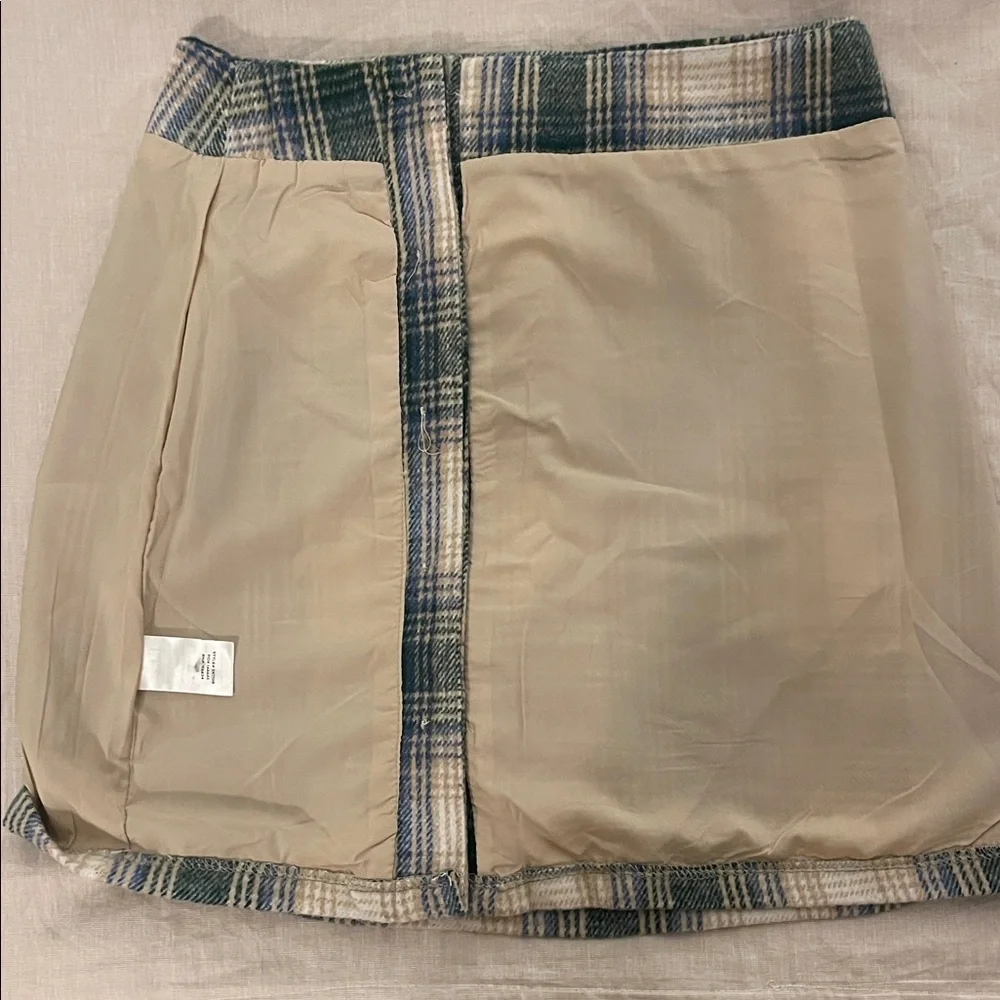 Lulu's Green and Cream Plaid Mini Skirt - Picture 6 of 8